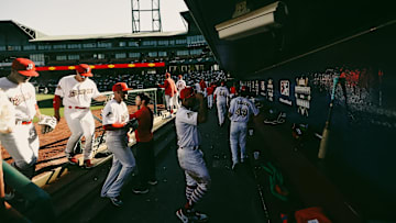 Memphis Redbirds players enter the dugout during the opening day game against the Charlotte Knights on Friday, March 29, 2024 at AutoZone Park in Memphis, Tenn.