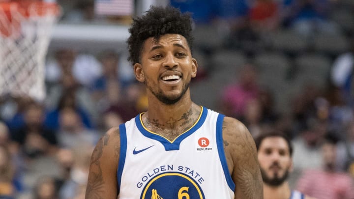 Oct 23, 2017; Dallas, TX, USA; Golden State Warriors guard Nick Young (6) during the game against the Dallas Mavericks at the American Airlines Center. The Warriors defeat the Mavericks 133-103. Mandatory Credit: Jerome Miron-USA TODAY Sports