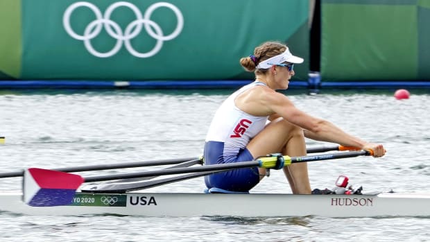 Kara Kohler (USA) competes in the women's single sculls finals B during the Tokyo 2020 Olympic Summer Games