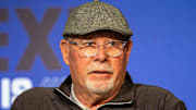 Mar. 1, 2022; Indianapolis, IN; Tampa Bay head coach Bruce Arians talks to the media during the 2022 NFL Combine.