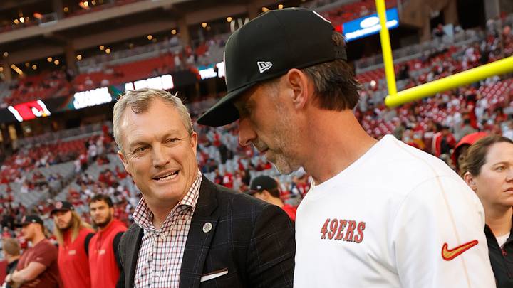 San Francisco 49ers general manager John Lynch (L) and head coach Kyle Shanahan (R)