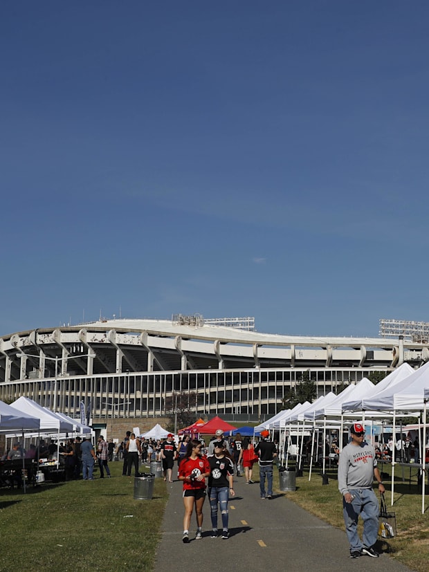 Fan tailgate outside Robert F. Kennedy Memorial Stadium.