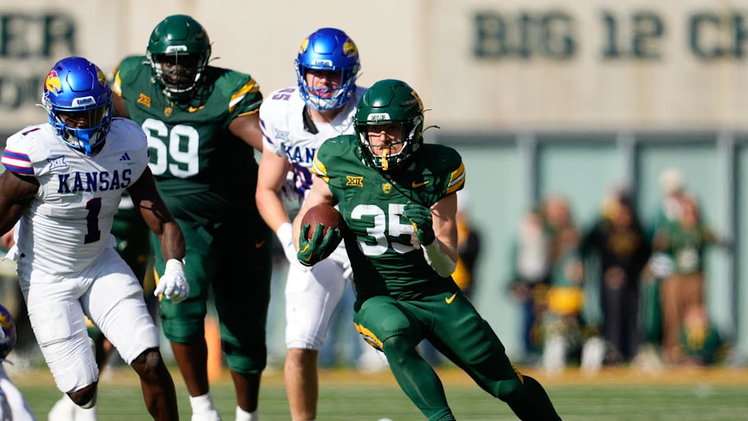 Nov 30, 2024; Waco, Texas, USA;  Baylor Bears running back Dawson Pendergrass (35) 