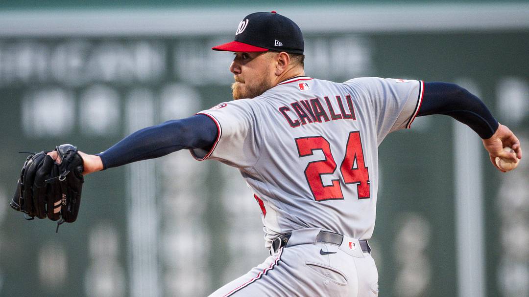 Jun 30, 2026; Boston, Massachusetts, USA; Starter Washington Nationals pitcher Cade Cavalli (24) throws in the first inning against the Boston Red Sox at Fenway Park. Mandatory Credit: Jaiden Tripi-Imagn Images