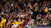 Jan 14, 2024; Minneapolis, Minnesota, USA; Minnesota Golden Gophers head coach Dawn Plitzuweit reacts during the second half against the Nebraska Cornhuskers at Williams Arena. Mandatory Credit: Matt Krohn-Imagn Images