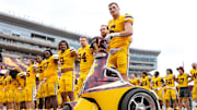 Sep 14, 2024; Minneapolis, Minnesota, USA; Minnesota Golden Gophers linebacker Maverick Baranowski (6) poses for a photo after the game against the Nevada Wolf Pack at Huntington Bank Stadium. Mandatory Credit: Matt Krohn-Imagn Images