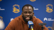 Dec 13, 2021; Indianapolis, Indiana, USA; Golden State Warriors forward Draymond Green (23) talks to media after the game against the Indiana Pacers at Gainbridge Fieldhouse. Mandatory Credit: Trevor Ruszkowski-USA TODAY Sports