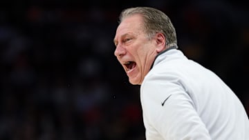 Mar 15, 2024; Minneapolis, MN, USA; Michigan State Spartans head coach Tom Izzo reacts during the