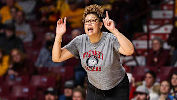 Feb 20, 2024; Minneapolis, Minnesota, USA; Wisconsin Badgers head coach Marisa Moseley calls a play during the second half against the Minnesota Golden Gophers at Williams Arena. Mandatory Credit: Matt Krohn-Imagn Images