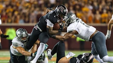 Minnesota Golden Gophers running back Darius Taylor (1) runs against the Eastern Michigan Eagles during the third quarter at Huntington Bank Stadium. Mandatory Credit: Matt Krohn-Imagn Images