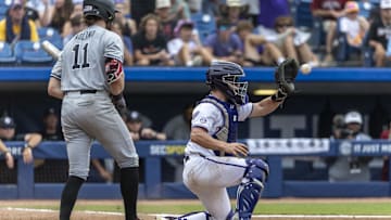South Carolina baseball's Parker Noland during the controversial call at the plate on Saturday