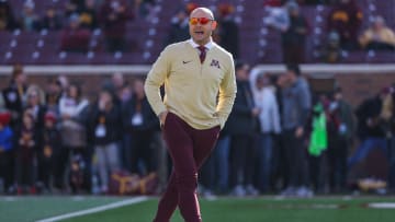 Nov 4, 2023; Minneapolis, Minnesota, USA; Minnesota Golden Gophers head coach P.J. Fleck looks on before the game against the Illinois Fighting Illini at Huntington Bank Stadium. 