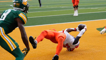 Oct 26, 2024; Waco, Texas, USA; Oklahoma State Cowboys wide receiver Brennan Presley (80) makes a touchdown catch against the Baylor Bears during the second half at McLane Stadium. Mandatory Credit: Chris Jones-Imagn Images