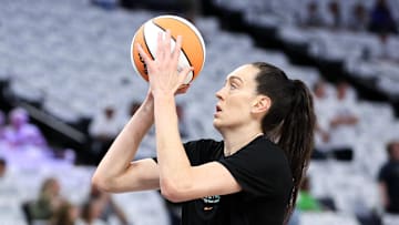 Oct 18, 2024; Minneapolis, Minnesota, USA; New York Liberty forward Breanna Stewart (30) warms up before game four of the 2024 WNBA Finals against the Minnesota Lynx at Target Center. Mandatory Credit: Matt Krohn-Imagn Images