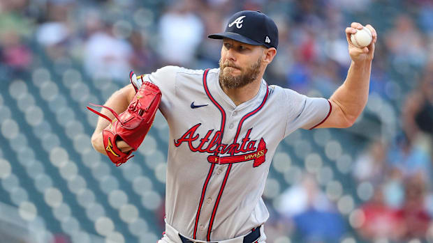 Atlanta Braves starting pitcher Chris Sale (51) delivers a pitch against the Minnesota Twins during the second inning.