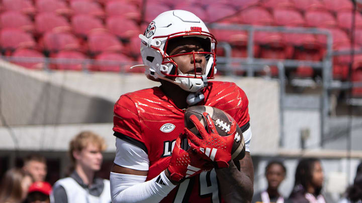 Louisville Cardinals wide receiver Ahmari Huggins-Bruce (24) warms up ahead of their game against the Jacksonville State Gamecocks on Saturday, Sept. 7, 2024 at L&N Federal Credit Union Stadium in Louisville, Ky.