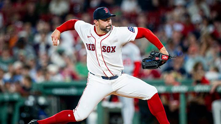 Jun 30, 2026; Boston, Massachusetts, USA; Boston Red Sox pitcher Tommy Kahnle (46) throws in the eighth inning against the Washington Nationals at Fenway Park. Mandatory Credit: Jaiden Tripi-Imagn Images
