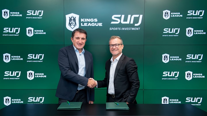 Djamel Agaoua, CEO de Kings League, y Danny Townsend, CEO de SURJ Sports Investment. Djamel Agaoua, CEO de Kings League, y Danny Townsend, CEO de SURJ Sports Investment.