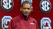 Oct 15, 2024; Birmingham, AL, USA; South Carolina Gamecocks head coach Lamont Paris talks with the media during SEC Media Days at Grand Bohemian Hotel. Mandatory Credit: Vasha Hunt-Imagn Images