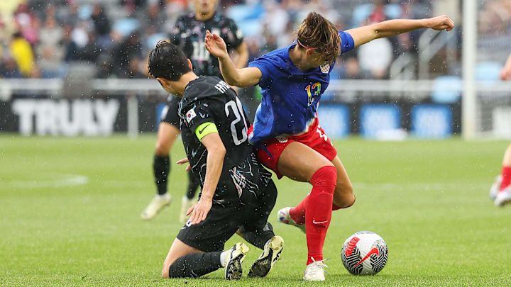 Alex Morgan (right) announced her retirement on September 5 after 17 years in professional women's soccer.