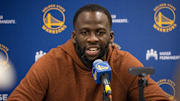Dec 13, 2021; Indianapolis, Indiana, USA; Golden State Warriors forward Draymond Green (23) talks to media after the game against the Indiana Pacers at Gainbridge Fieldhouse. Mandatory Credit: Trevor Ruszkowski-Imagn Images