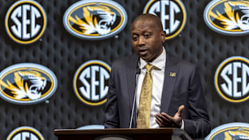 Oct 15, 2024; Birmingham, AL, USA; Missouri Tigers head coach Dennis Gates talks with the media during SEC Media Days at Grand Bohemian Hotel. Mandatory Credit: Vasha Hunt-Imagn Images