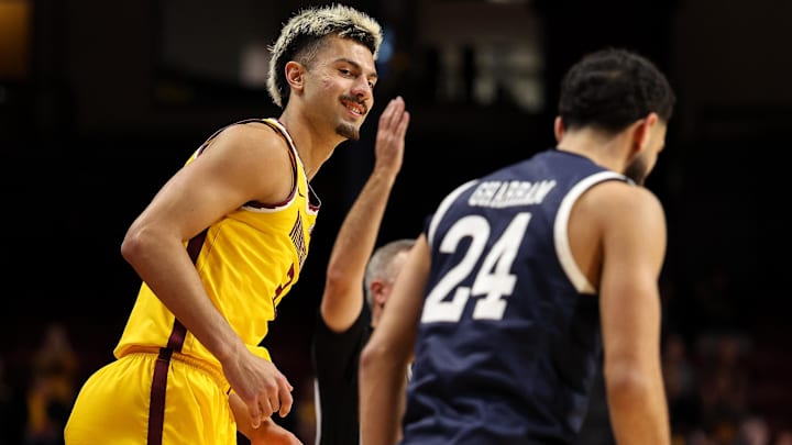 Nov 16, 2024; Minneapolis, Minnesota, USA; Minnesota Golden Gophers forward Dawson Garcia (3) : Matt Krohn-Imagn Images