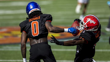 Jan 31, 2023; Mobile, AL, USA; National defensive back JL Skinner of Boise State (0).