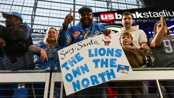 Dec 24, 2023; Minneapolis, Minnesota, USA; Detroit Lions fans celebrate the win against the