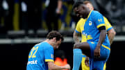 Clarence Seedorf après son but dans le Game4Ukraine