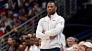 Nov 12, 2025; New Orleans, Louisiana, USA: New Orleans Pelicans Head Coach Willie Green looks on against the Portland Trail Blazers during the second half at Smoothie King Center. Mandatory Credit: Stephen Lew-Imagn Images