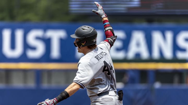 South Carolina baseball slugger Dalton Reeves after hitting a home run in the SEC Tournament