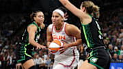 Then-Connecticut Sun forward Brionna Jones on Oct 8, 2024.