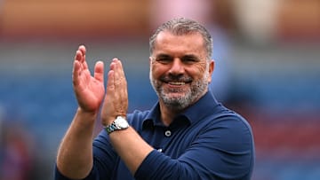 Ange applauds the fans after the win at Turf Moore last September - Burnley FC v Tottenham Hotspur - Premier League