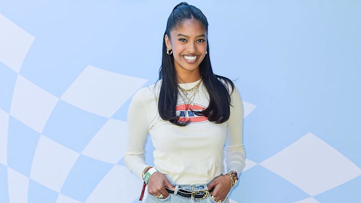 Natalia Bryant arrives at the 7th Annual REVOLVE Festival 2024 during the 2024 Coachella Valley Music And Arts Festival. Natalia Bryant arrives at the 7th Annual REVOLVE Festival 2024 during the 2024 Coachella Valley Music And Arts Festival.