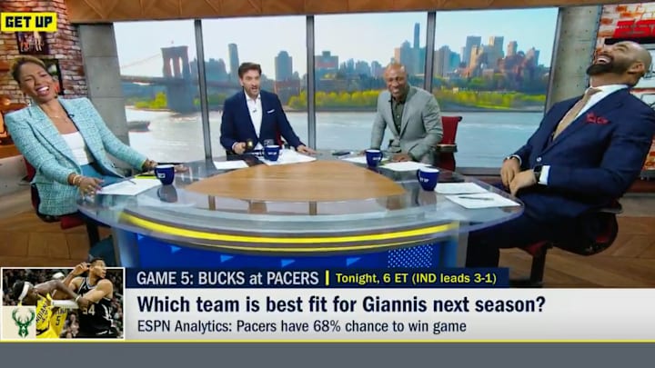 Monica McNutt, Mike Greenberg, Jay Williams and Carlos Boozer react to the first Giannis to the Lakers take of the year.