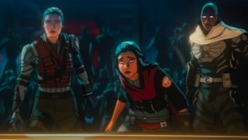 (L-R): Alexei Shostakov/ Red Guardian (voiced by David Harbour), Yelena Belova (voiced by Florence Pugh), Kamala Khan (voiced by Iman Vellani) and Blade Knight (voiced by Todd Williams) in Marvel Television's MARVEL ZOMBIES exclusively on Disney+. Photo courtesy of Marvel Television. © 2025 MARVEL.