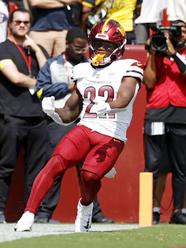 Washington Commanders running back Jacory Croskey-Merritt (22).