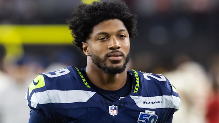 Sep 25, 2025; Glendale, Arizona, USA; Seattle Seahawks cornerback Josh Jobe (29) against the Arizona Cardinals at State Farm Stadium. Mandatory Credit: Mark J. Rebilas-Imagn Images