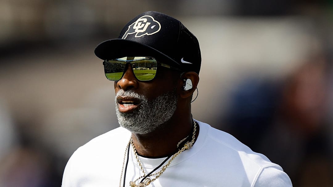 Apr 19, 2025; Boulder, CO, USA; Colorado Buffaloes head coach Deion Sanders before the spring game at Folsom Field.