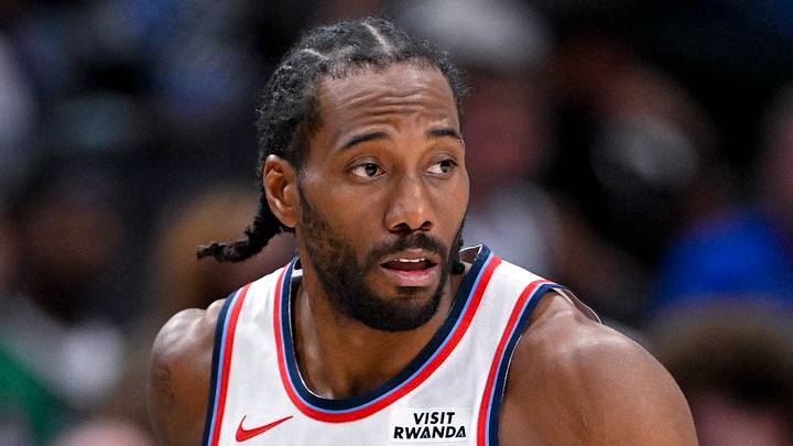 Mar 21, 2026; Dallas, Texas, USA; LA Clippers forward Kawhi Leonard (2) runs back up court during the game between the Mavericks and the Clippers at American Airlines Center. Mandatory Credit: Jerome Miron-Imagn Images