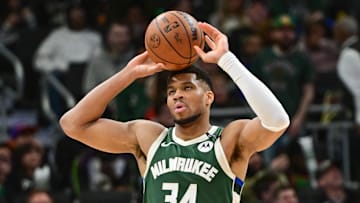 Wisconsin, USA; Milwaukee Bucks forward Giannis Antetokounmpo reacts in the fourth quarter against the Phoenix Suns at Fiserv Forum on April 1.