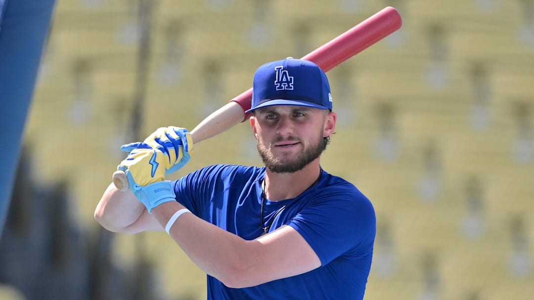 Mar 28, 2026; Los Angeles, California, USA; Los Angeles Dodgers second baseman Alex Freeland (76) during batting practice prior to the game against the Arizona Diamondbacks at Dodger Stadium. Mandatory Credit: Jayne Kamin-Oncea-Imagn Images Mar 28, 2026; Los Angeles, California, USA; Los Angeles Dodgers second baseman Alex Freeland (76) during batting practice prior to the game against the Arizona Diamondbacks at Dodger Stadium. Mandatory Credit: Jayne Kamin-Oncea-Imagn Images