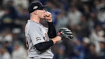 Tigers pitcher Tarik Skubal gets ready to pitch against Mariners during the third inning of ALDS Game 5 at T-Mobile Park in Seattle on Friday, Oct. 10, 2025.