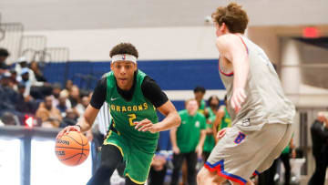 Jeremiah Fears (2) drives to the basket during the game between Bartlett High School and AZ Compass Prep School