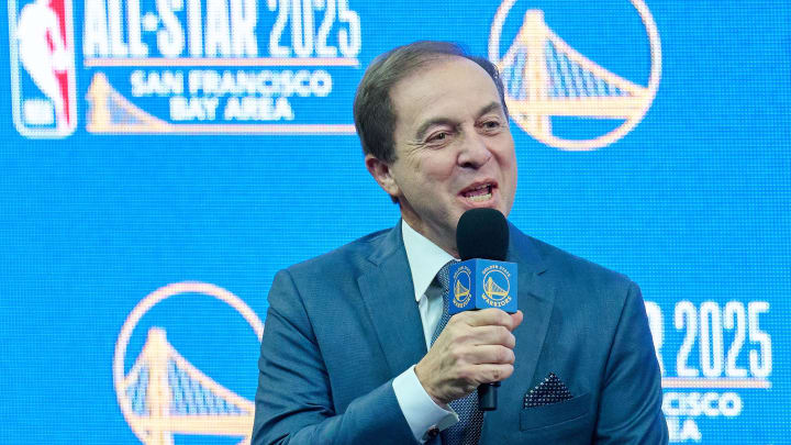 Nov 6, 2023; San Francisco, CA, USA; Golden State Warriors co-executive chairman and CEO Joe Lacob speaks during a press conference. 