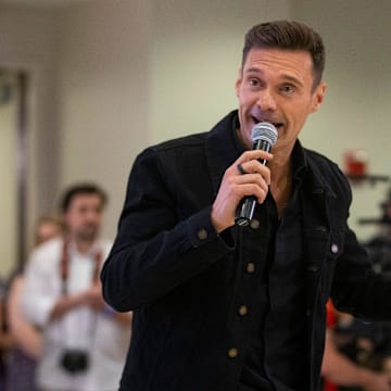 Ryan Seacrest speaks to attendees during the unveiling of Seacrest Studios at Le Bonheur Children   s Hospital in Memphis, Tenn., on Wednesday, May 24, 2023. The studio was created so patients could express themselves by creating radio and television shows, watch live performances and interview celebrity guests while also being able to watch the programming from their rooms.