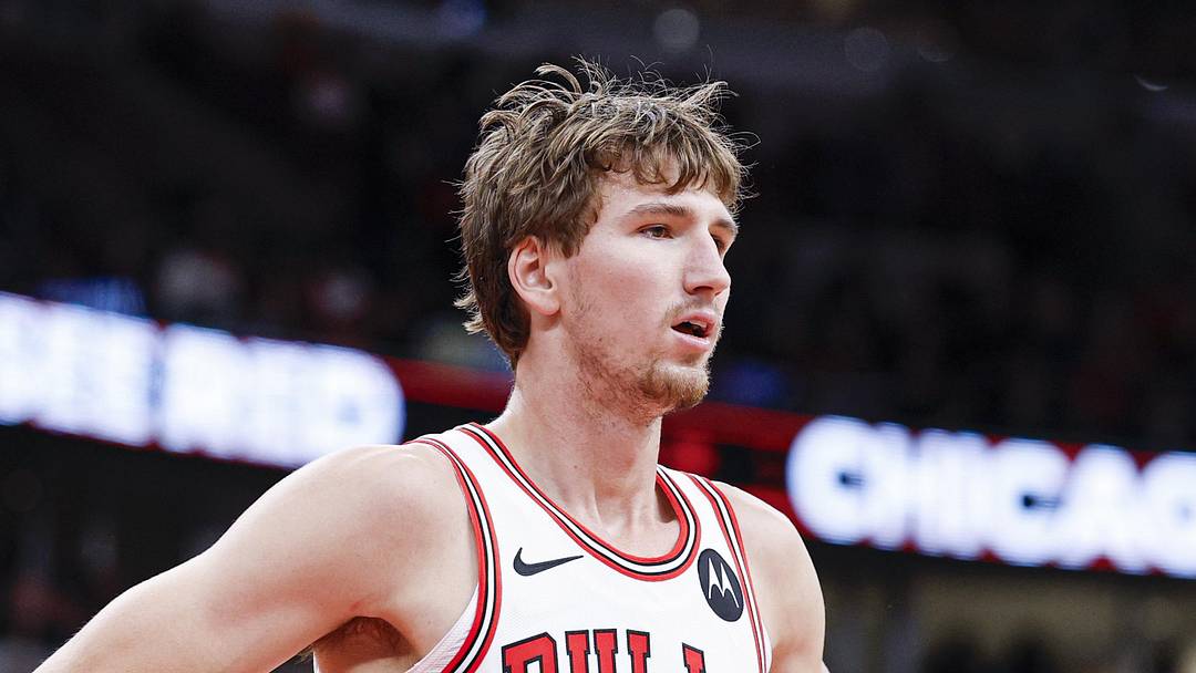 Oct 29, 2025; Chicago, Illinois, USA; Chicago Bulls forward Matas Buzelis (14) reacts during the first half of a an NBA game against the Sacramento Kings at United Center. Mandatory Credit: Kamil Krzaczynski-Imagn Images