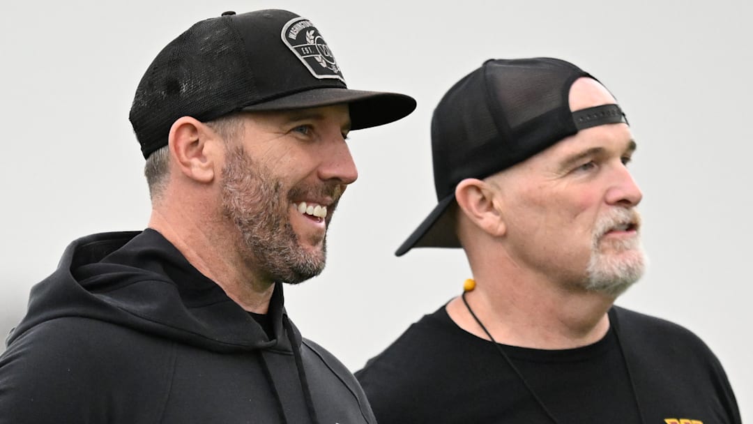 Washington Commanders general manager Adam Peters and head coach Dan Quinn Washington Commanders general manager Adam Peters and head coach Dan Quinn