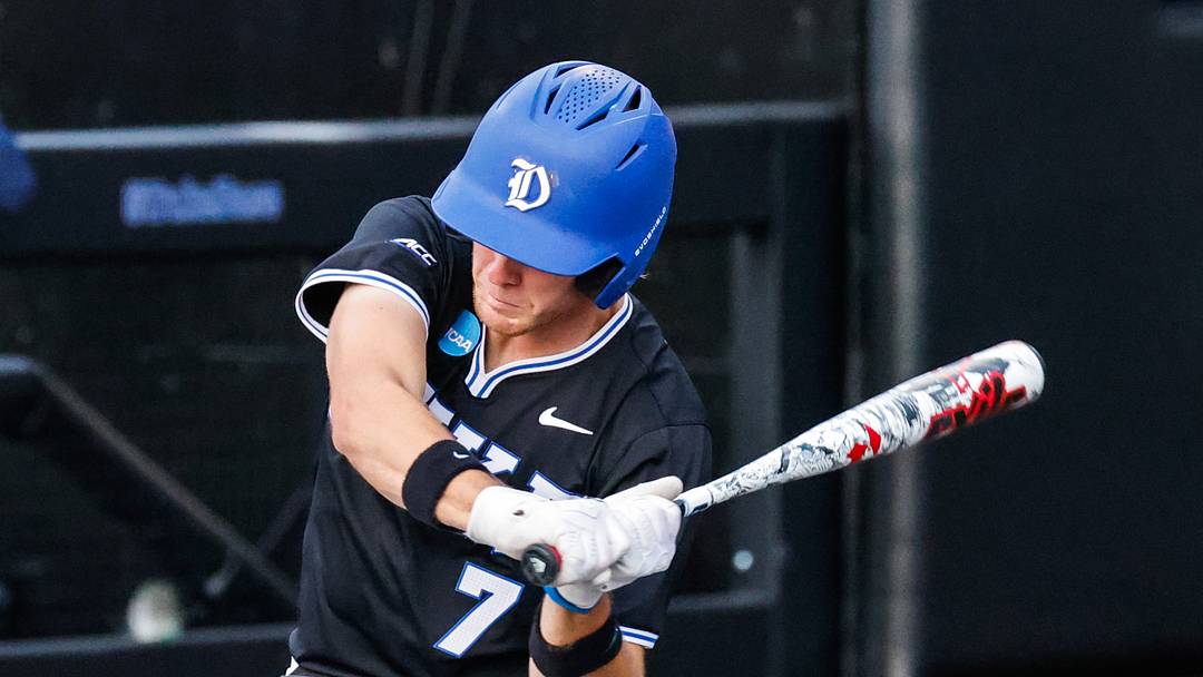 Jun 9, 2025; Durham, NC, USA; Duke infielder Wallace Clark (7) prepares to hit the ball during the first inning of the Durham Super Regional against Murray State at Jack Coombs Field. Mandatory Credit: Jaylynn Nash-Imagn Images Jun 9, 2025; Durham, NC, USA; Duke infielder Wallace Clark (7) prepares to hit the ball during the first inning of the Durham Super Regional against Murray State at Jack Coombs Field. Mandatory Credit: Jaylynn Nash-Imagn Images